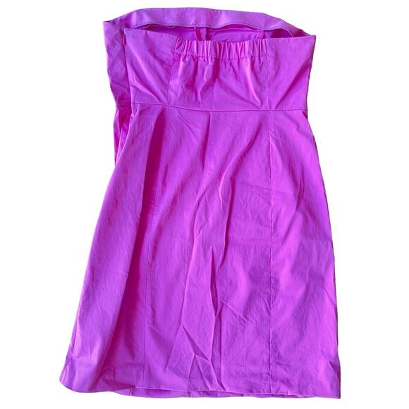 Theory Claire Discreet Strapless Cotton Blend Mini Dress Hot Pink - Size 8 - Picture 3 of 10